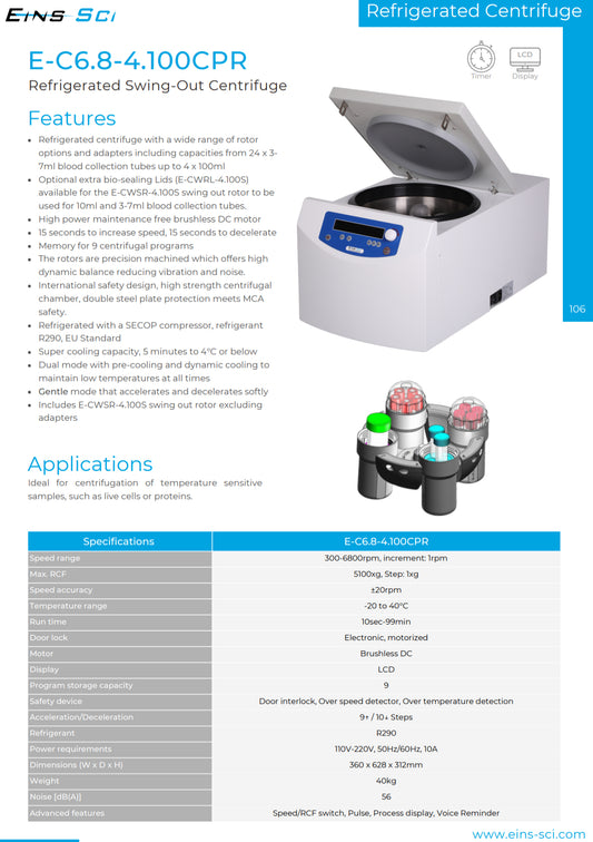 General-Purpose Clinical Centrifuge  (*E-C6.8-4.100CP)
