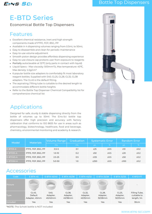 Bottle Top Dispensers - Economical (Mechanical) (E-BTD50-A)