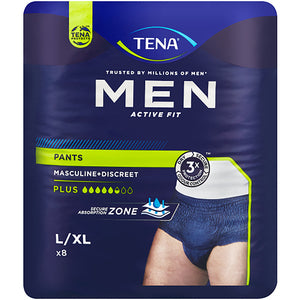 TENA Men Active Fit Pants Plus Large Pack of 8