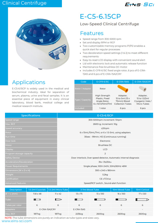 Centrifuges (Clinical) (E-C5-6.15CP)