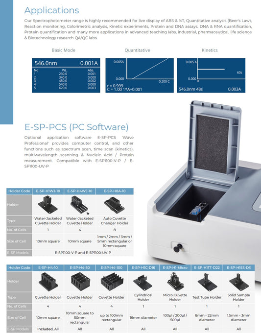 SPECTROPHOTOMETERS (E-SP1000-V-P)