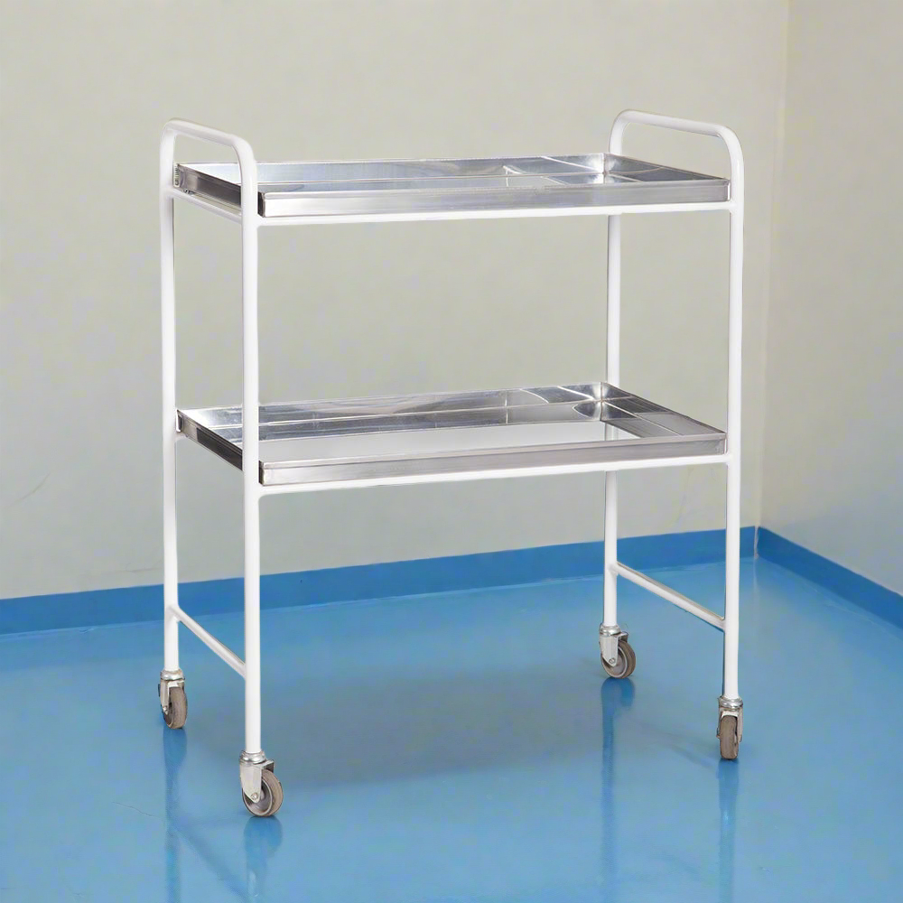 2 TIER FOOD TROLLEY EP WITH S/S SHELVES