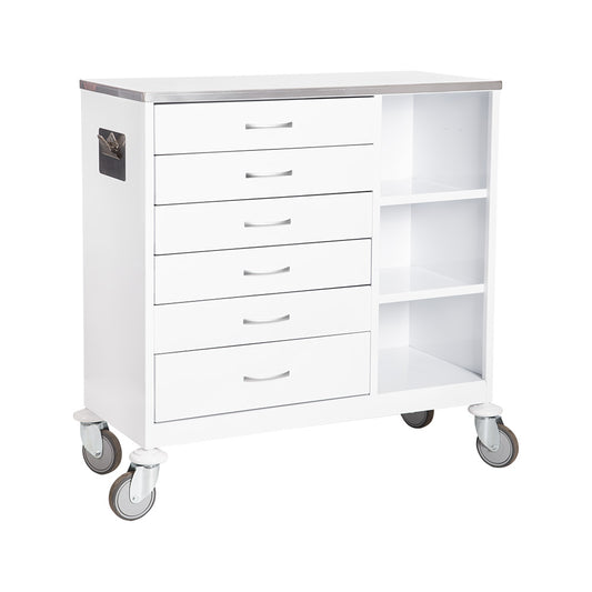 ANAESTHETIC TROLLEY – 6 DRAWER 3 SHELVES