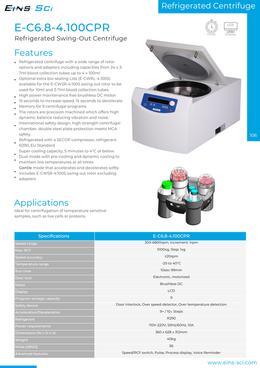 Centrifuges (Specialised - PRP, PRF, CGF) (*E-C6.8-4.100CPB)
