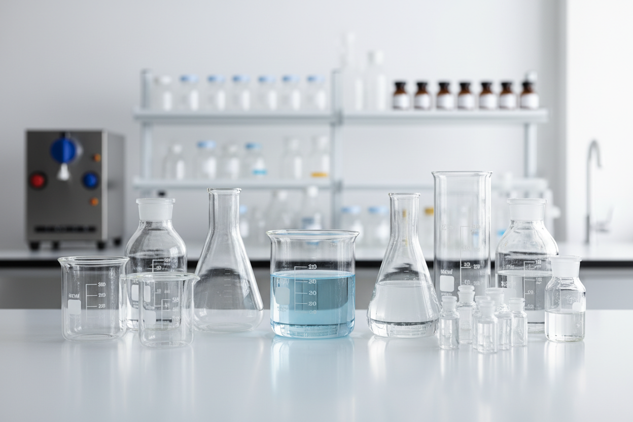Glassware (beakers, flasks, vials, bottles)