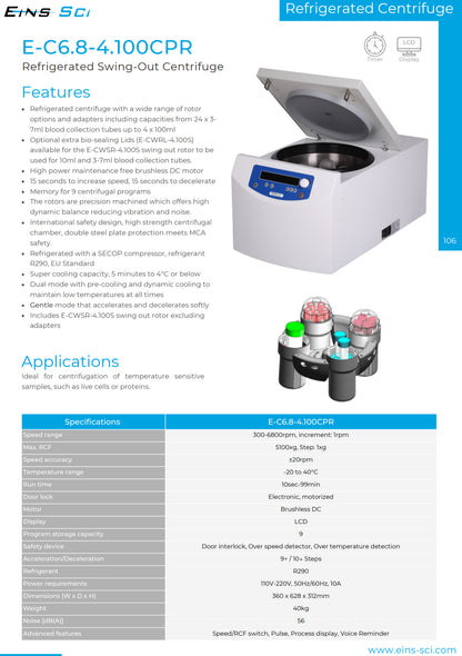 General-Purpose Clinical Centrifuge  (*E-C6.8-4.100CP)