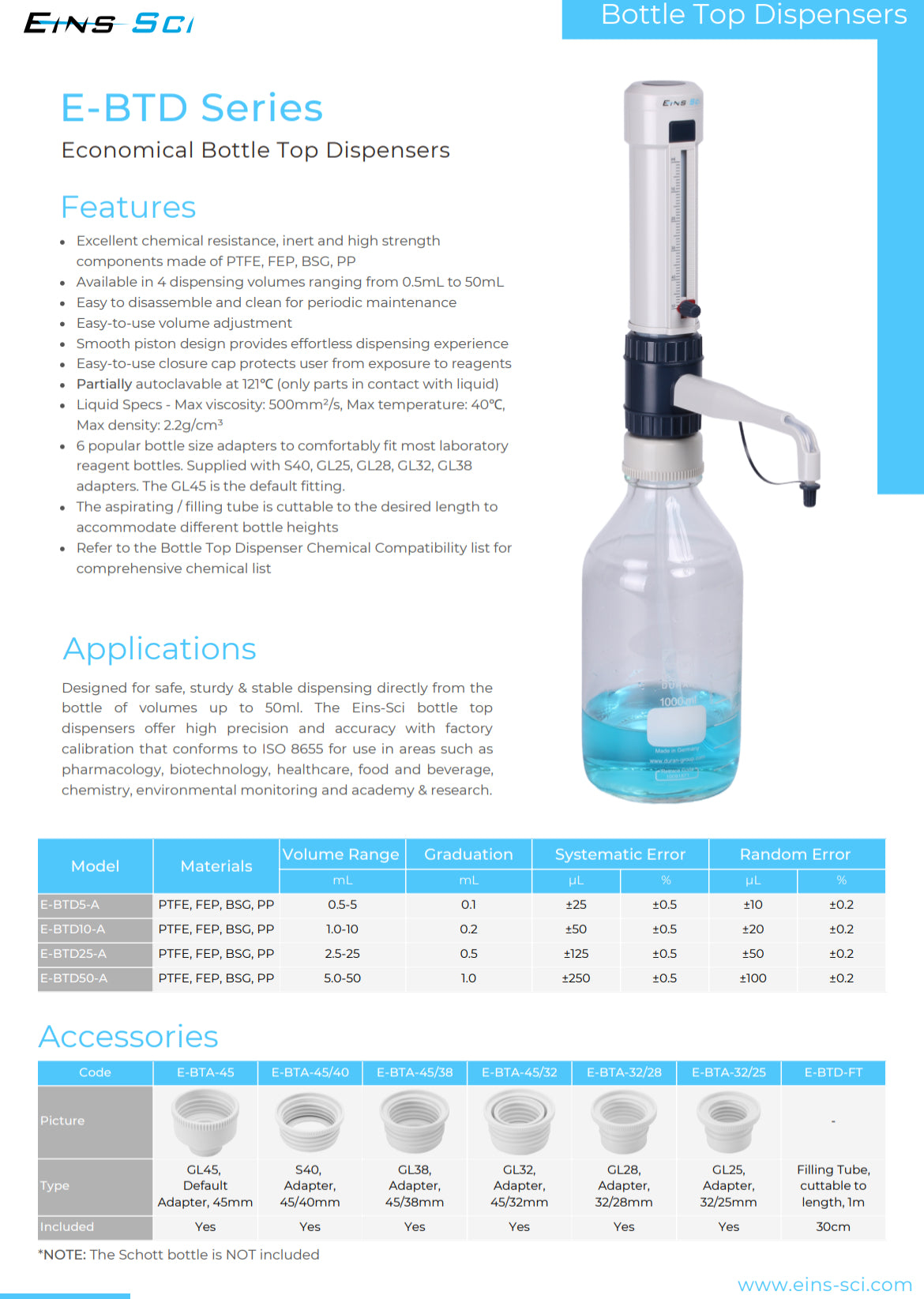 Bottle Top Dispensers - Economical (Mechanical) (E-BTD50-A)