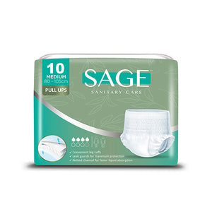 SAGE Adult Pull-Up Pants Medium Pack of 10