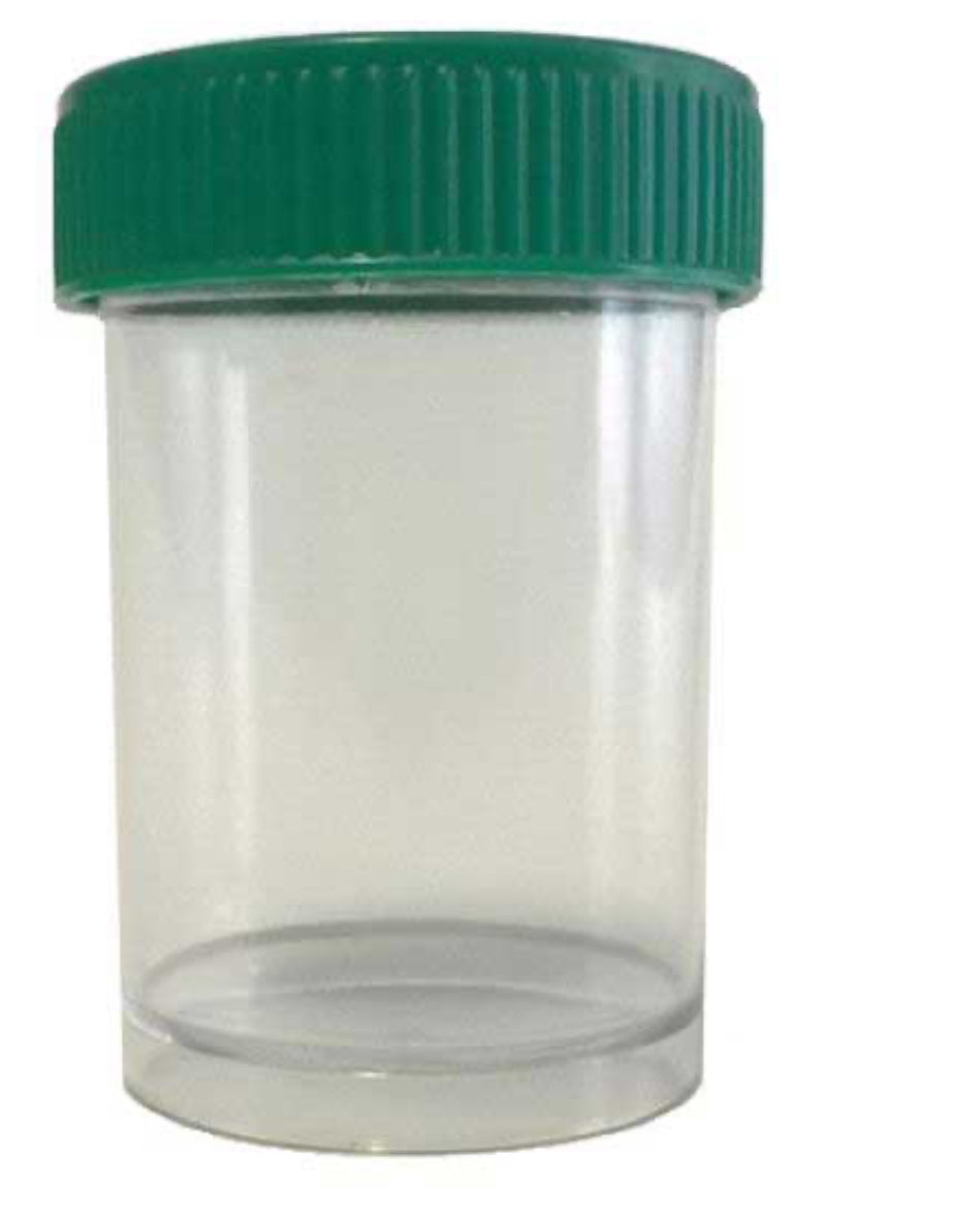 Specimen Jar 60ml PP I/W St Unlabelled (Green cap)