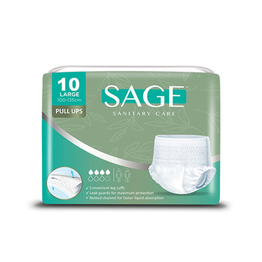 SAGE Adult Pull-Up Pants Large Pack of 10