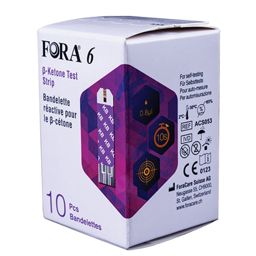 FORA - 6 Beta Ketone Testing Strips - 10 Pieces