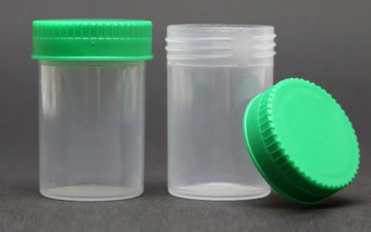 Specimen Jar 60ml PP I/W St Unlabelled (Green cap)