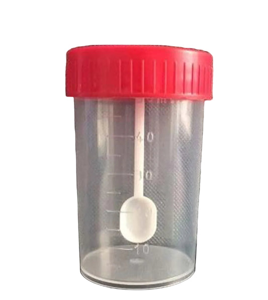 Specimen Jar 60ml PP I/W St Labelled + Spoon