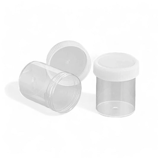 Specimen Container 60ml PP I/W White Cap NO Label