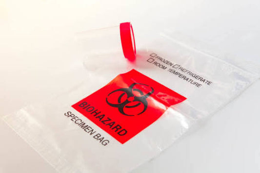Biohazard Specimen Bags 225x150x200mm Double Pouch